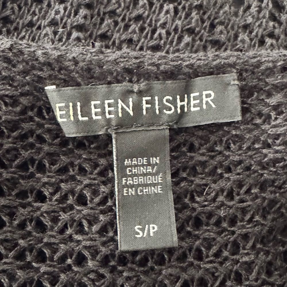 Eileen Fisher Black Crochet Midi Scoop Neck Dress Size Small - Picture 4 of 4